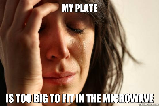 My plate is too big to fit in the microwave  First World Problems