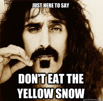 Just here to say Don't Eat the yellow snow  