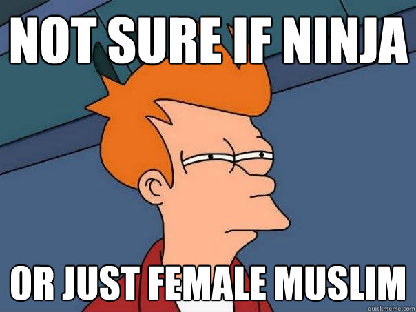not sure if ninja Or just female muslim  Futurama Fry
