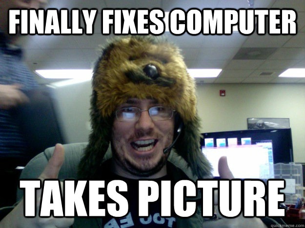 Finally fixes computer Takes picture  Excited Eric