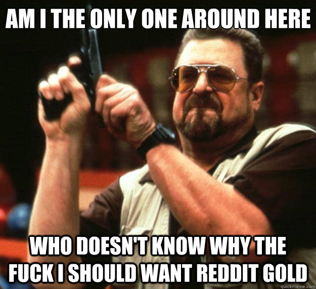 Am I the only one around here who doesn't know why the fuck i should want reddit gold  Big Lebowski