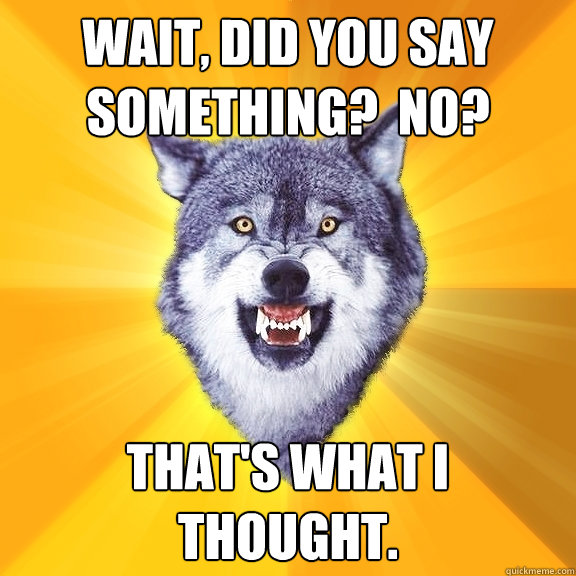 Wait, did you say something?  No? That's what I thought.  Courage Wolf