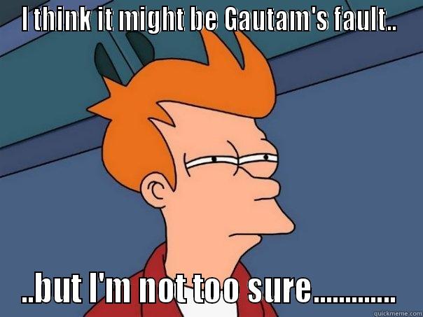 I THINK IT MIGHT BE GAUTAM'S FAULT.. ..BUT I'M NOT TOO SURE............. Futurama Fry