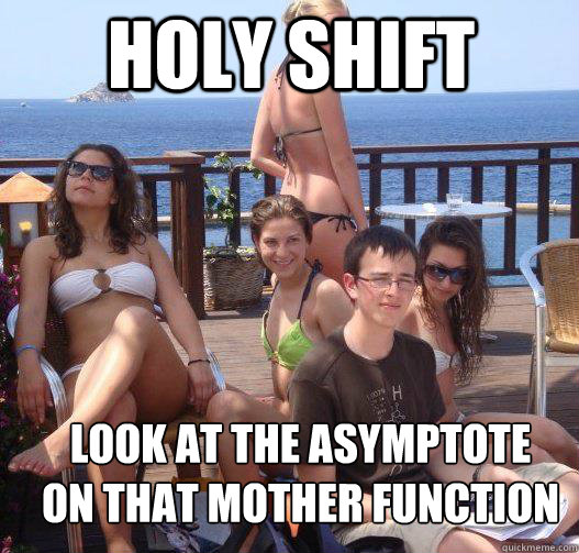 Holy shift look at the asymptote 
on that mother function  Priority Peter