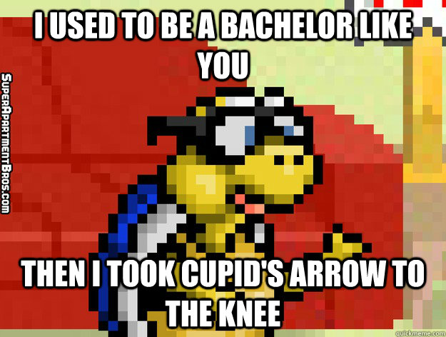 i used to be a bachelor like you then i took cupid's arrow to the knee  