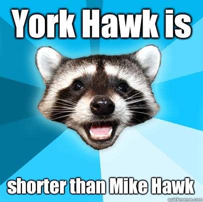 York Hawk is  shorter than Mike Hawk - York Hawk is  shorter than Mike Hawk  Lame Pun Coon