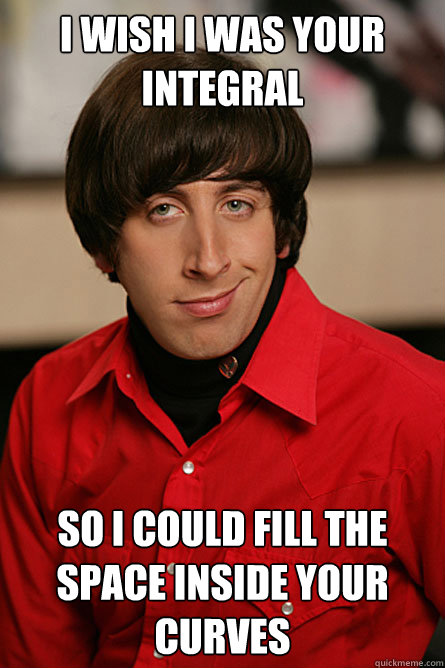 I wish I was your integral so I could fill the space inside your curves  Pickup Line Scientist
