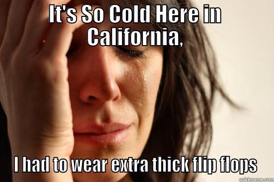 IT'S SO COLD HERE IN CALIFORNIA, I HAD TO WEAR EXTRA THICK FLIP FLOPS First World Problems