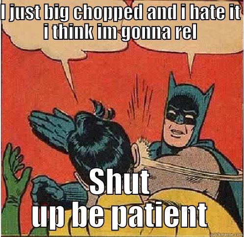 I JUST BIG CHOPPED AND I HATE IT I THINK IM GONNA REL SHUT UP BE PATIENT Batman Slapping Robin