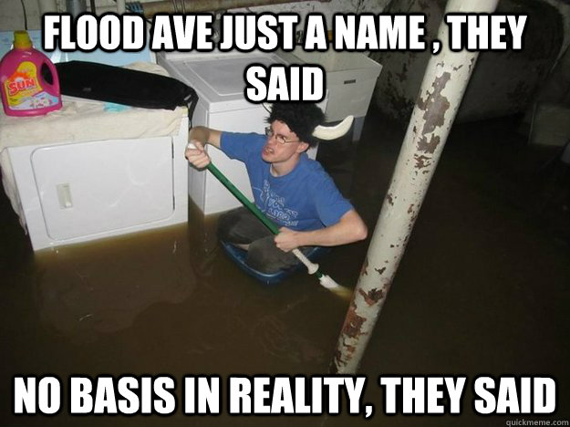 Flood Ave just a name , they said No basis in reality, they said  Laundry Room Viking