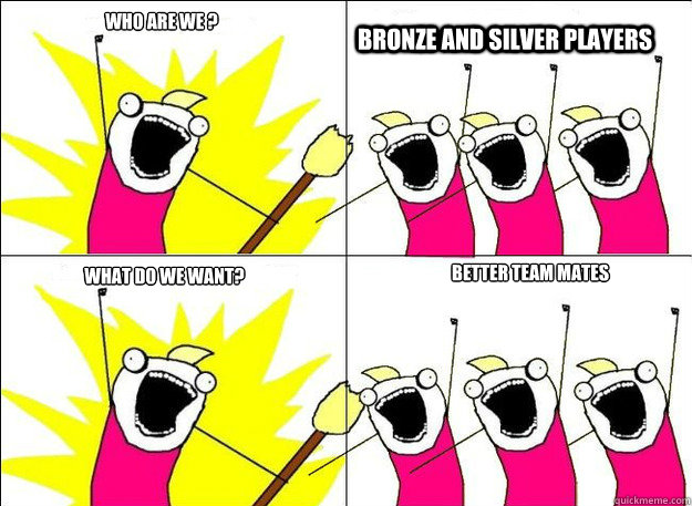 WHO ARE WE ? BRONZE AND SILVER PLAYERS WHAT DO WE WANT? BETTER TEAM MATES - WHO ARE WE ? BRONZE AND SILVER PLAYERS WHAT DO WE WANT? BETTER TEAM MATES  What Do We Want