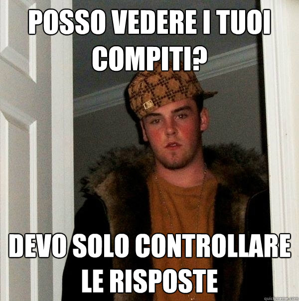 posso vedere i tuoi compiti? devo solo controllare le risposte  Scumbag Steve