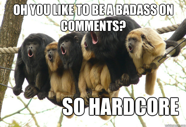 So Hardcore oh you like to be a badass on comments?  
