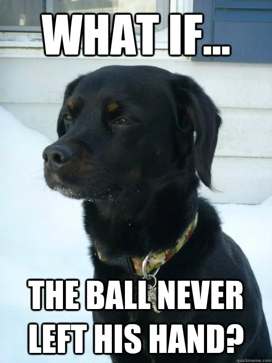 What if... the ball never left his hand?  Philosophical Puppy