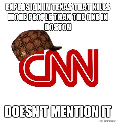 Explosion in texas that kills more people than the one in boston Doesn't mention it  