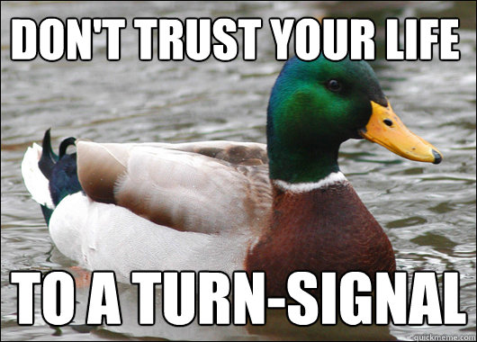 Don't trust your life To a turn-signal  Actual Advice Mallard