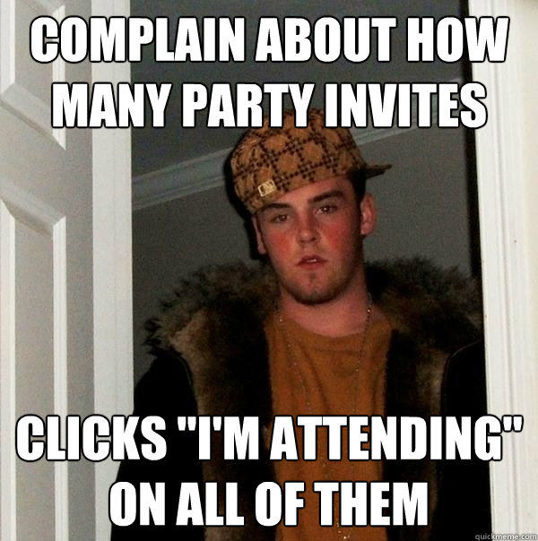 Complain about how many party invites clicks 
