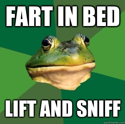 Fart in bed Lift and sniff  Foul Bachelor Frog