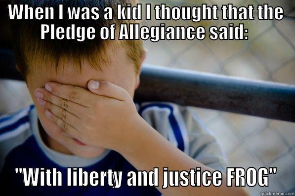 WHEN I WAS A KID I THOUGHT THAT THE PLEDGE OF ALLEGIANCE SAID:  
