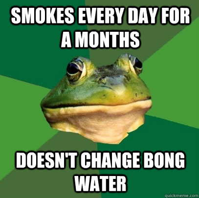 SMOKES EVERY DAY FOR A MONTHS DOESN'T CHANGE BONG WATER  Foul Bachelor Frog