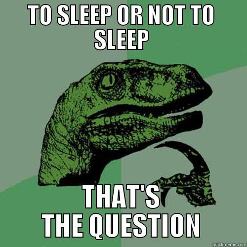 TO SLEEP OR NOT TO SLEEP THAT'S THE QUESTION Philosoraptor