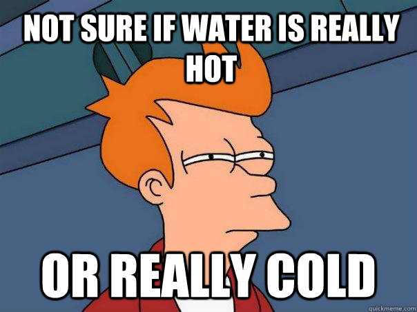 Not sure if water is really hot or really cold  Futurama Fry