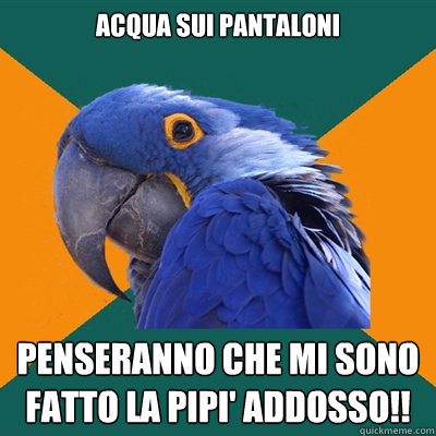 acqua sui pantaloni penseranno che mi sono fatto la pipi' addosso!!  Paranoid Parrot