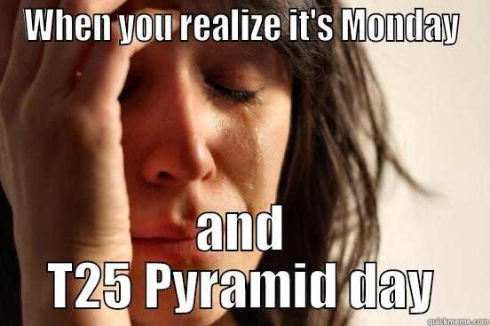 WHEN YOU REALIZE IT'S MONDAY AND T25 PYRAMID DAY First World Problems