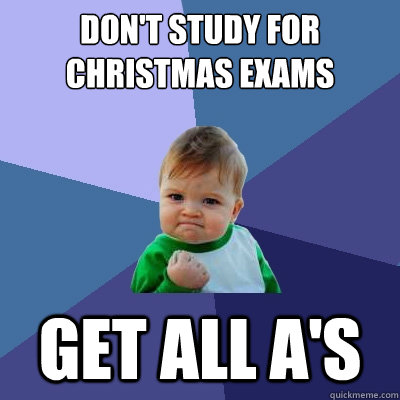 DON'T STUDY FOR CHRISTMAS EXAMS GET ALL A'S  Success Kid