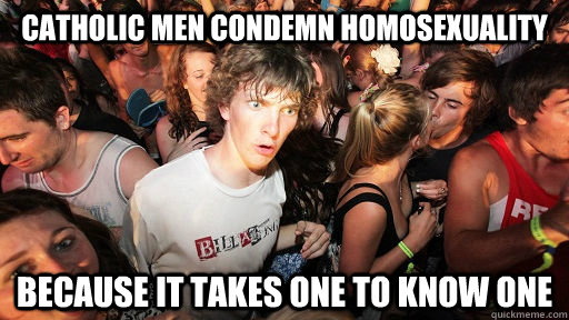 catholic men condemn homosexuality because it takes one to know one  Sudden Clarity Clarence