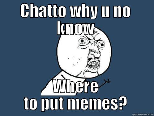 CHATTO WHY U NO KNOW WHERE TO PUT MEMES? Y U No