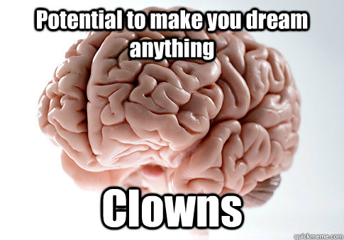 Potential to make you dream anything Clowns   Scumbag Brain