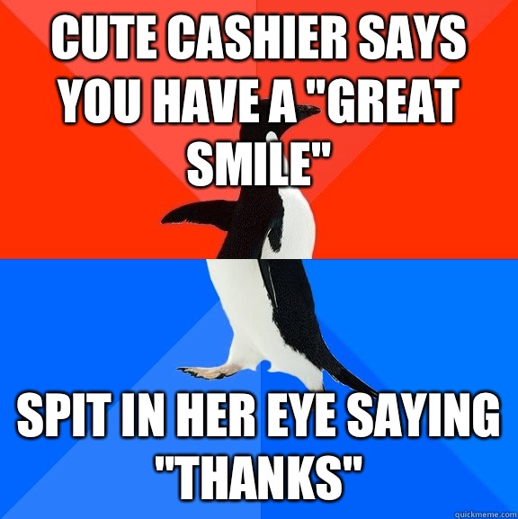 Cute cashier says you have a 