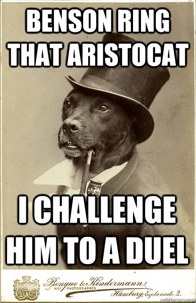 benson ring that Aristocat I challenge him to a duel - benson ring that Aristocat I challenge him to a duel  Old Money Dog