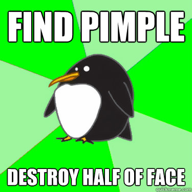 Find pimple destroy half of face  