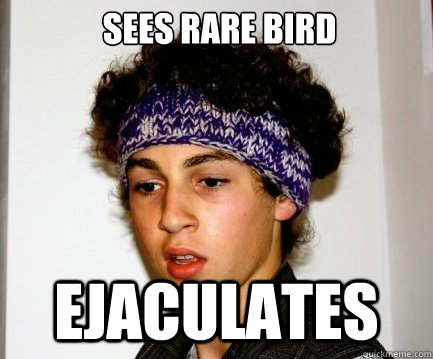 Sees rare bird Ejaculates  
