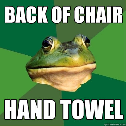 Back of Chair hand towel  Foul Bachelor Frog