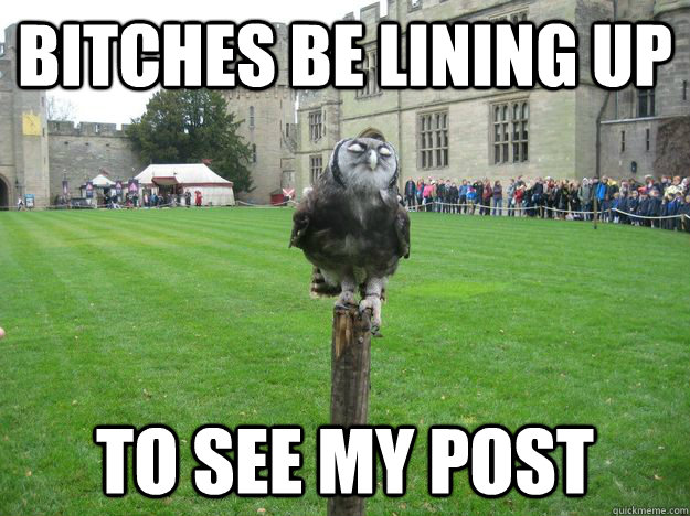 Bitches be lining up To see my post  
