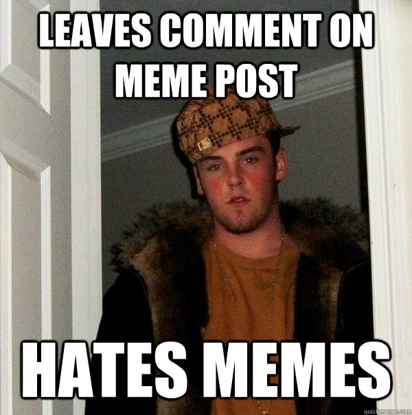 leaves comment on meme post hates memes  Scumbag Steve