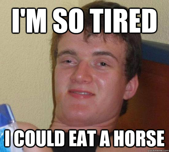 I'm so tired I could eat a horse - I'm so tired I could eat a horse  Really High Guy