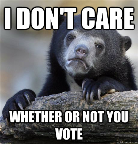 I don't care whether or not you vote  Confession Bear