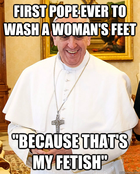 First pope ever to wash a woman's feet 