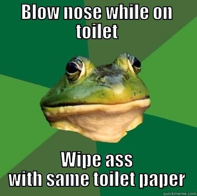 BLOW NOSE WHILE ON TOILET WIPE ASS WITH SAME TOILET PAPER Foul Bachelor Frog