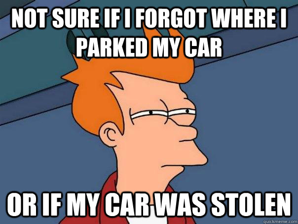 Not sure if I forgot where I parked my car Or if my car was stolen - Not sure if I forgot where I parked my car Or if my car was stolen  Futurama Fry
