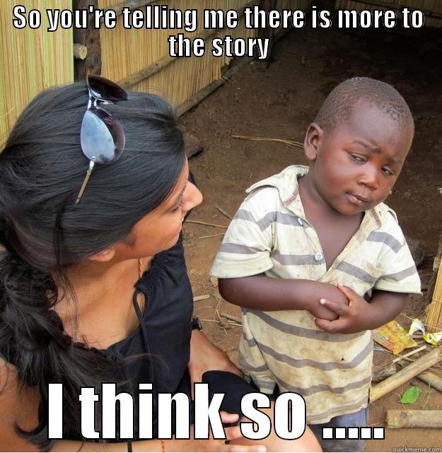 SO YOU'RE TELLING ME THERE IS MORE TO THE STORY I THINK SO ..... Skeptical Third World Kid