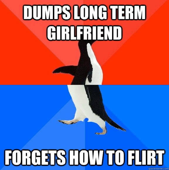 dumps long term girlfriend forgets how to flirt  Socially Awesome Awkward Penguin