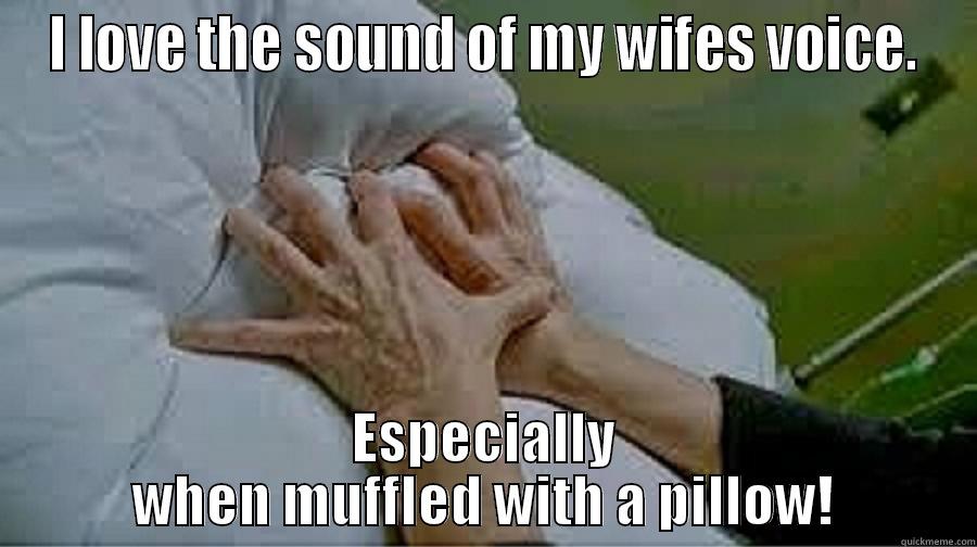 I LOVE THE SOUND OF MY WIFE'S VOICE. ESPECIALLY WHEN MUFFLED WITH A PILLOW! Misc
