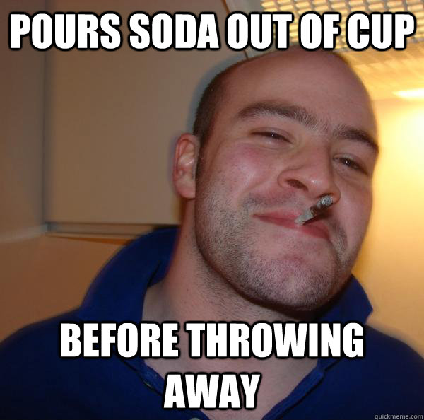 pours soda out of cup before throwing away - pours soda out of cup before throwing away  Misc