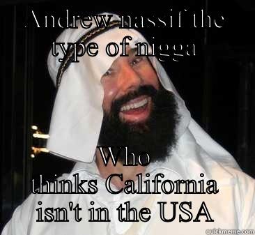 ANDREW NASSIF THE TYPE OF NIGGA WHO THINKS CALIFORNIA ISN'T IN THE USA Misc