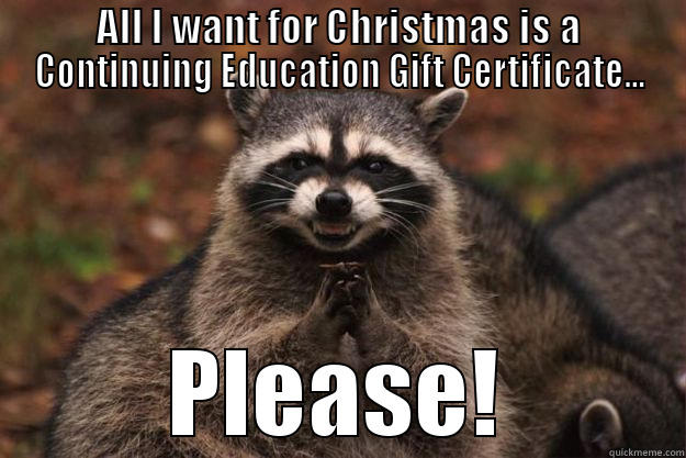 ALL I WANT FOR CHRISTMAS IS A CONTINUING EDUCATION GIFT CERTIFICATE... PLEASE! Evil Plotting Raccoon